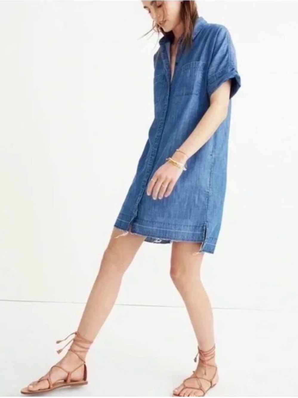 Madewell Drop-Hem Mini Shirt Denim Dress